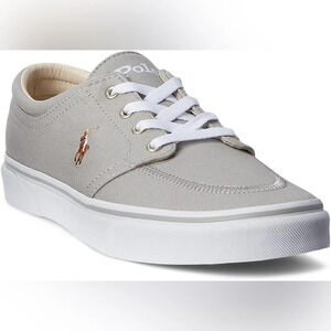 POLO RALPH LAUREN men Canvas Boat Shoes Gray Brown Pony Sz: 11